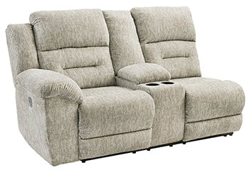 Family Den Left-Arm Facing Power Reclining Loveseat with Console
