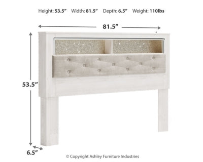 Altyra King Upholstered Panel Bookcase Headboard