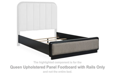 Rowanbeck Queen Upholstered Panel Footboard with Rails