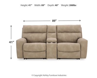 Next-Gen DuraPella 3-Piece Power Reclining Sectional Loveseat with Console