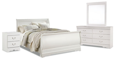 Anarasia Queen Sleigh Bed, Dresser, Mirror and Nightstand