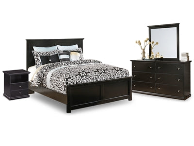 Maribel Queen Panel Bed with Dresser, Mirror and Nightstand