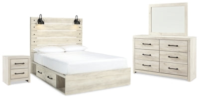 Cambeck Queen Panel Bed with Storage, Dresser, Mirror and Nightstand