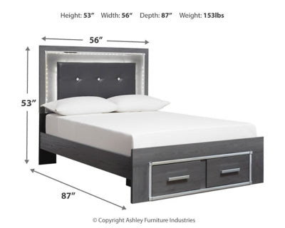 Lodanna Full Panel Bed with 2 Storage Drawers
