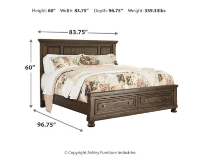 Flynnter California King Panel Bed with 2 Storage Drawers