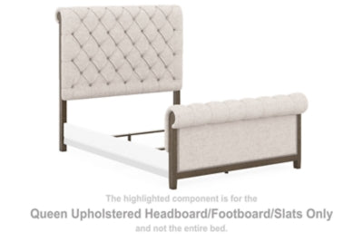 Hillcott Queen Upholstered Headboard/Footboard/Slats