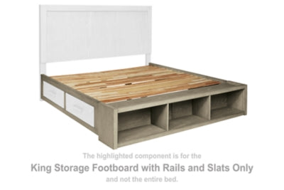 Fawnburg King Storage Footboard with Rails and Slats
