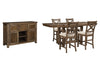 Moriville Counter Height Dining Table, 4 Barstools and Server