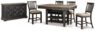Tyler Creek Counter Height Dining Table and 4 Barstools with Server