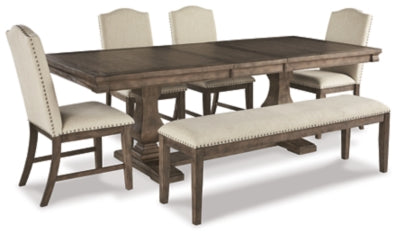 Johnelle Dining Table with 4 Chairs and Bench