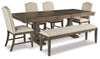 Johnelle Dining Table with 4 Chairs and Bench