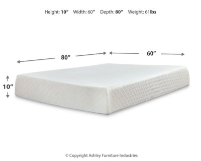 10 Inch Chime Memory Foam Queen Mattress in a Box