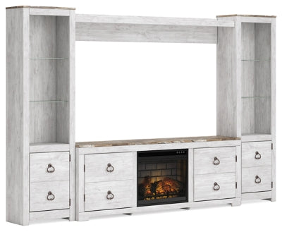 Willowton 4-Piece Entertainment Center with Electric Fireplace